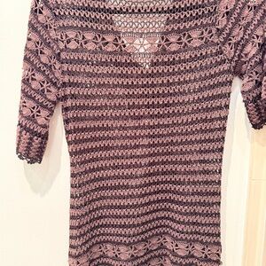 Karen Millen Crochet Knit Sweater - Black and Brown